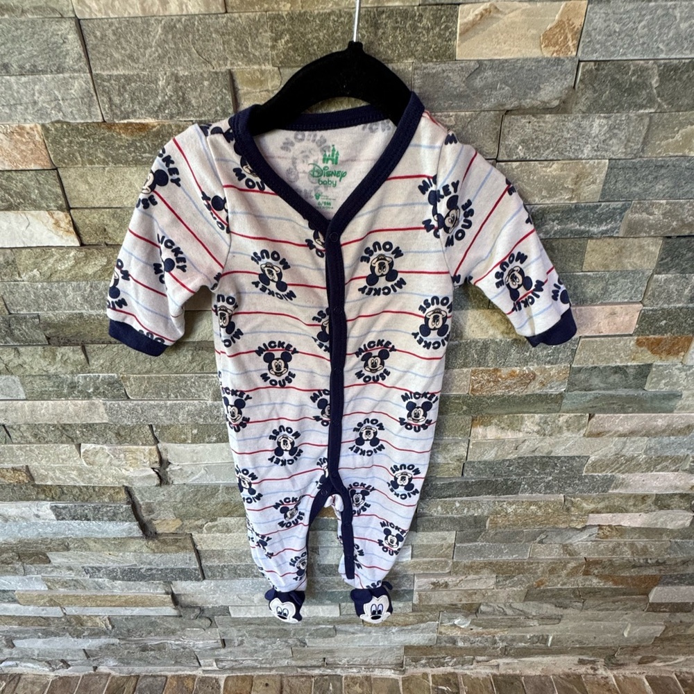 Disney Mickey Mouse Kids Footie - White and Navy
